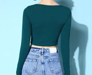 Teal Crop Top with skirt