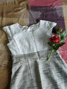 Elegant White &amp; Grey Dress
