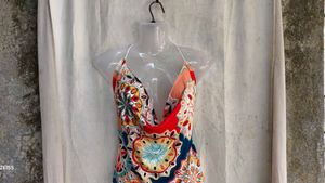 1110. Boho Halter Neck Print Top