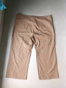 Classic Beige Wide-Leg Capri Pants