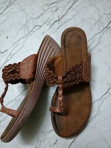 Brown Thong Sandals with Bow Detail