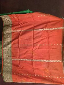 Beautiful Orange and green colour saree