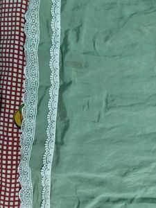 Elegant Mint Green Kurta Set with Lace Detail
