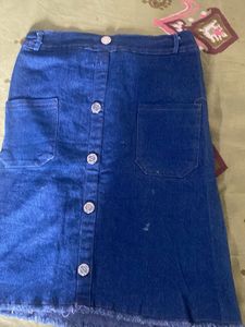 Denim Button-Front Skirt