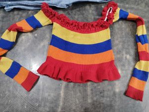 Colorful Striped Off-Shoulder Sweater
