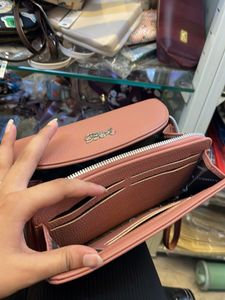 Chic Pink Textured Clutch Wallet