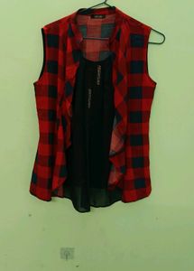 Red Checked Layered top
