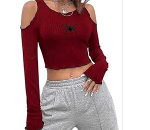 Red Spider Cold Shoulder Top