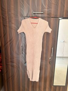 Ribbed V-Neck Short Sleeve deess