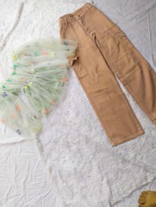 ❤️🧿Trendy Cargo Pants &amp; Sheer Top Set🧿❤️