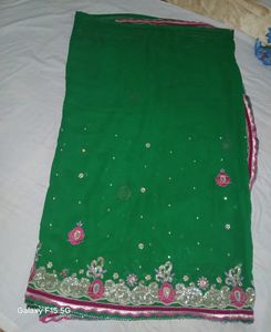 Embroidered Green Fabric