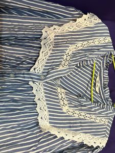 Striped Lace Collar Blouse