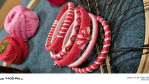 Handmade Red & White Bangles Set