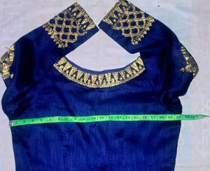 Premium Women's Navy Blue Silk Embroidered Gown wi