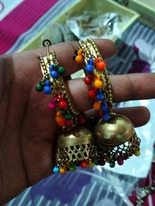 Big Size Golden Punjabi Earings Set
