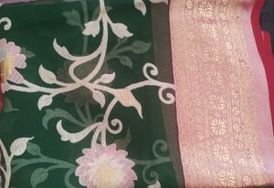 Elegant Green Floral Saree
