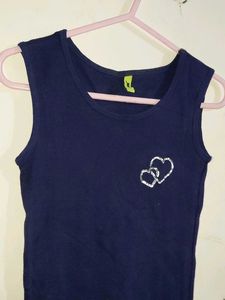 Navy Blue Sleeveless Top with Hearts