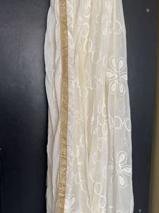 Cream Dupatta With Golden Gotta Lace