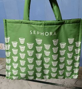 Sephora Quilted Puffy Green Tote Bag