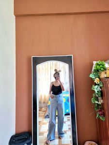 Light Wash Wide Leg Jeans with Rhinestones