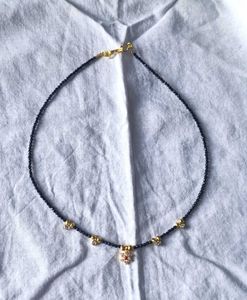 Elegant Black Beaded Necklace with Pendant