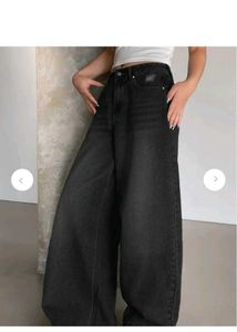 Baggy Wide Leg Black Denim Jeans