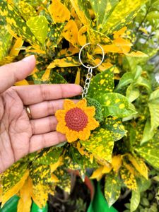 Crocheted Sunflower Keychain