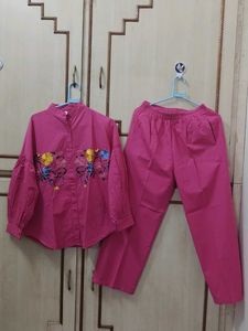 Pink Embroidered Shirt & Pant Set