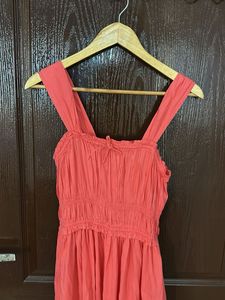 GAP Coral Smocked Maxi Dress