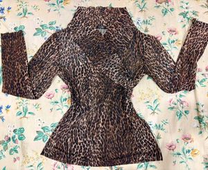 Y2k Leopard Print Sheer Top