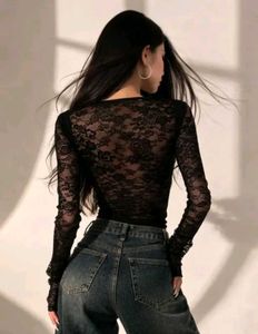 Chic Black Lace Sleeve Top