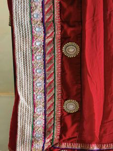 Red Embellished Saree