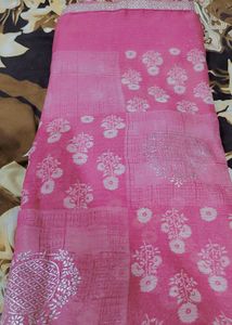 Pink Saree with Floral Print