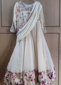 Elegant Cream Floral Anarkali