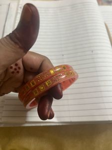 Pretty Pink &amp; Gold plastic Bangles