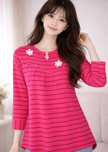 Striped Pink Casual Top