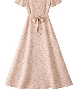 Pink floral midi dress