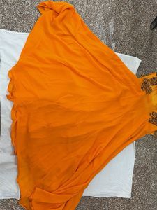 3 Piece Orange Embroidered Ethnic Gown