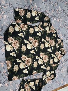 Vintage Floral Black top