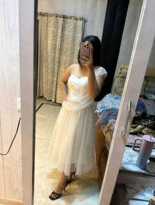 Elegant White Tulle Midi Dress