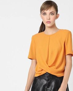 Trendy Orange Twisted Crop Top