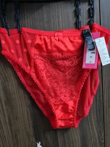 M&S Red Lace & Satin Briefs