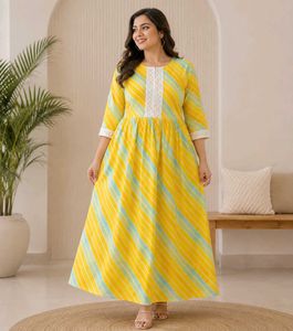 Yellow Green Stripped gown✨️✨️