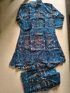 Blue Printed coord set (new not used)