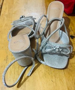 Sparkling Silver Bow Heels