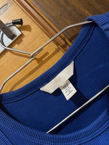 Blue Ribbed h&amp;m Cropped Tank Top