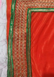 Vibrant Orange Dupatta with Embellished Border