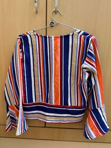 Vibrant Striped Bell Sleeve Top