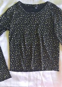 Cute Black &amp; White Floral Long Sleeve Top