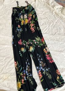 Zara Black Floral Jumpsuit